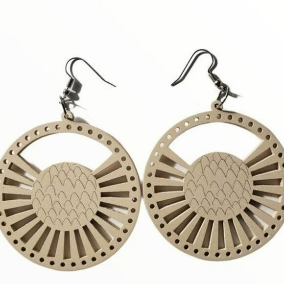 Bohemian Wooden Drop Lightweight Earrings - Picture 1 of 3